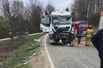 Działania w Rdziostowie. Zderzenie dwóch samochodów ciężarowych